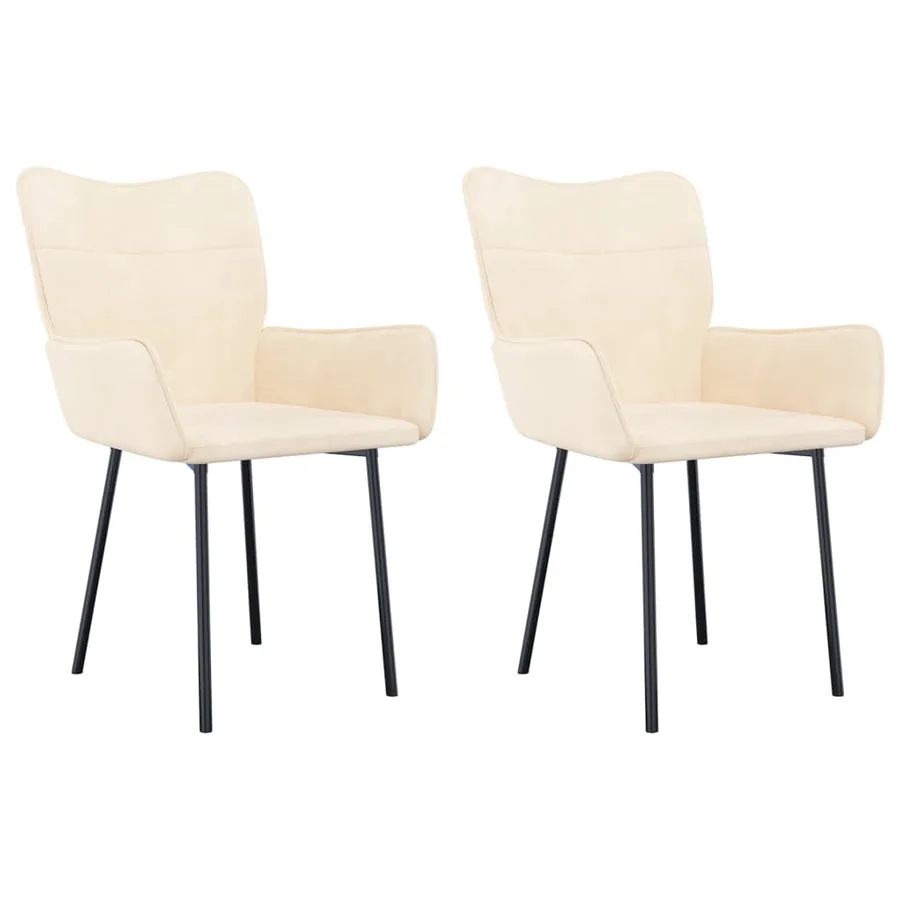 Chaises à manger lot de 2 Crème Velours - 2