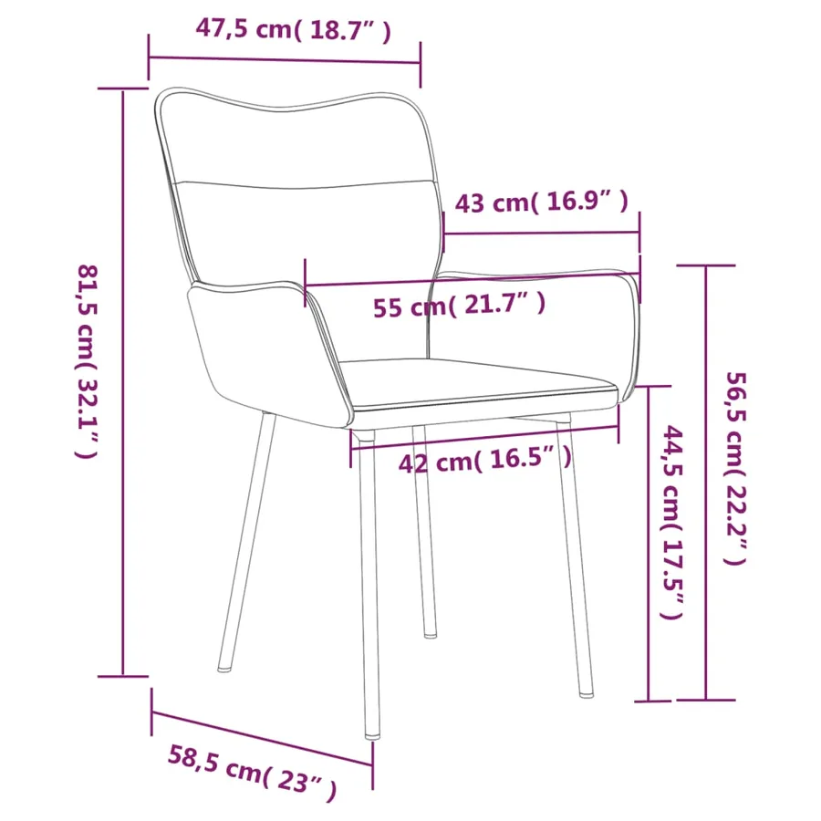 Chaises à manger lot de 2 Crème Velours - 9