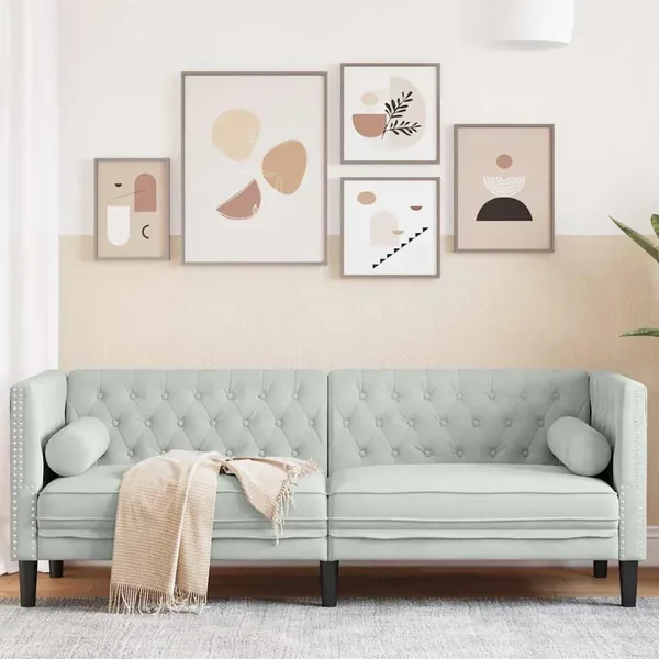 Canapé Gris clair 194 x 74,5 x 70,5 cm Velours