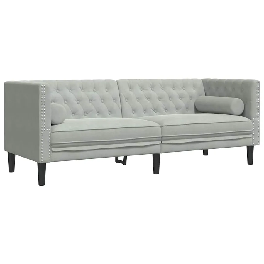 Canapé Gris clair 194 x 74,5 x 70,5 cm Velours - 2