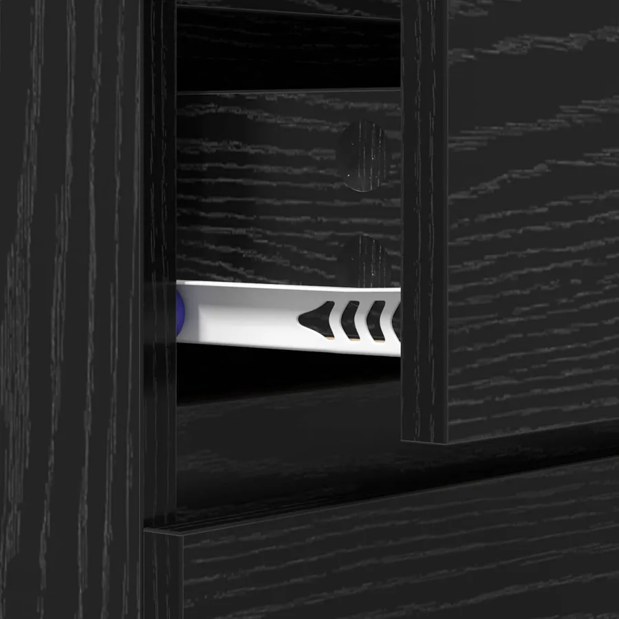 Buffet Chêne noir 60 x 35 x 70 cm Bois d'ingénierie et fer - 9