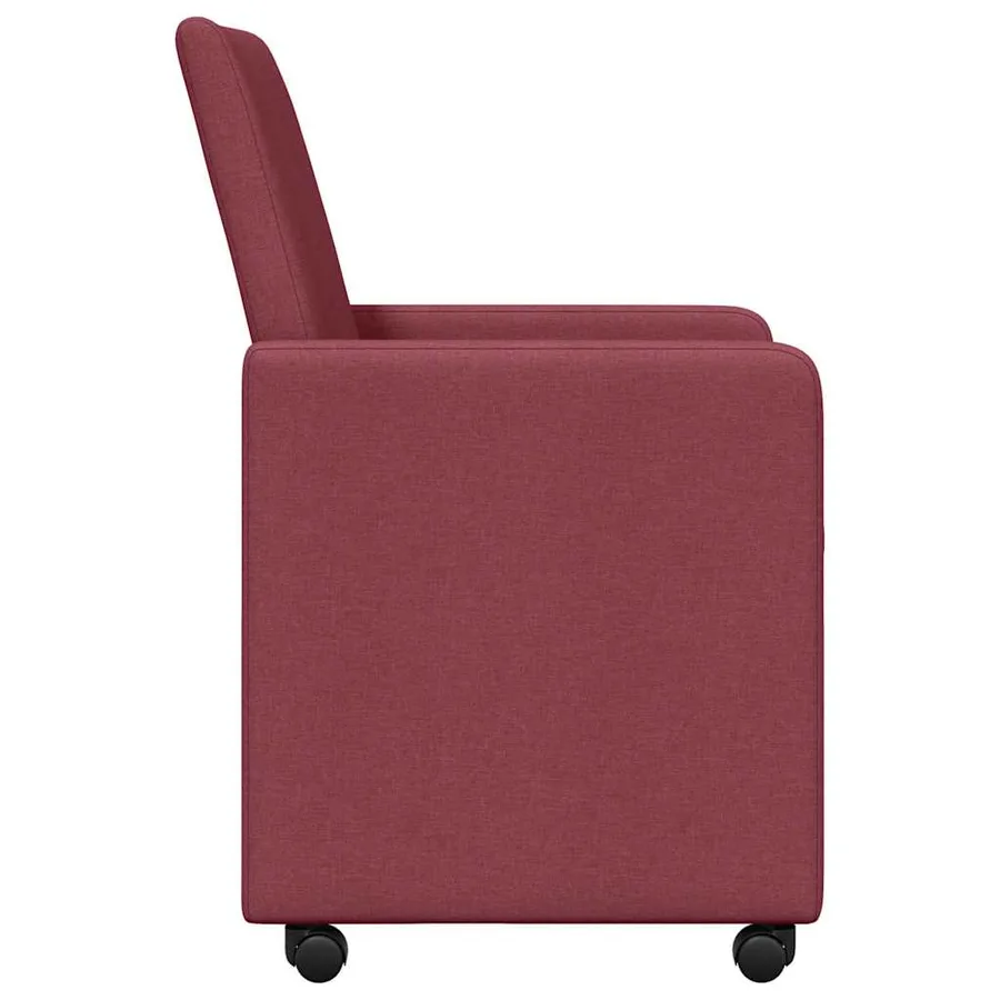 Chaises de Salle à Manger avec Roues 2 pcs Bordeaux tissu - 5