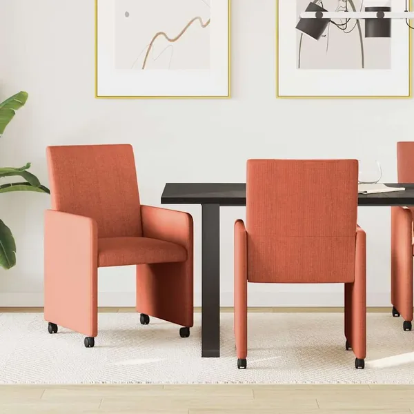 Chaises de Salle à Manger avec Roues 2 pcs Rouge orange