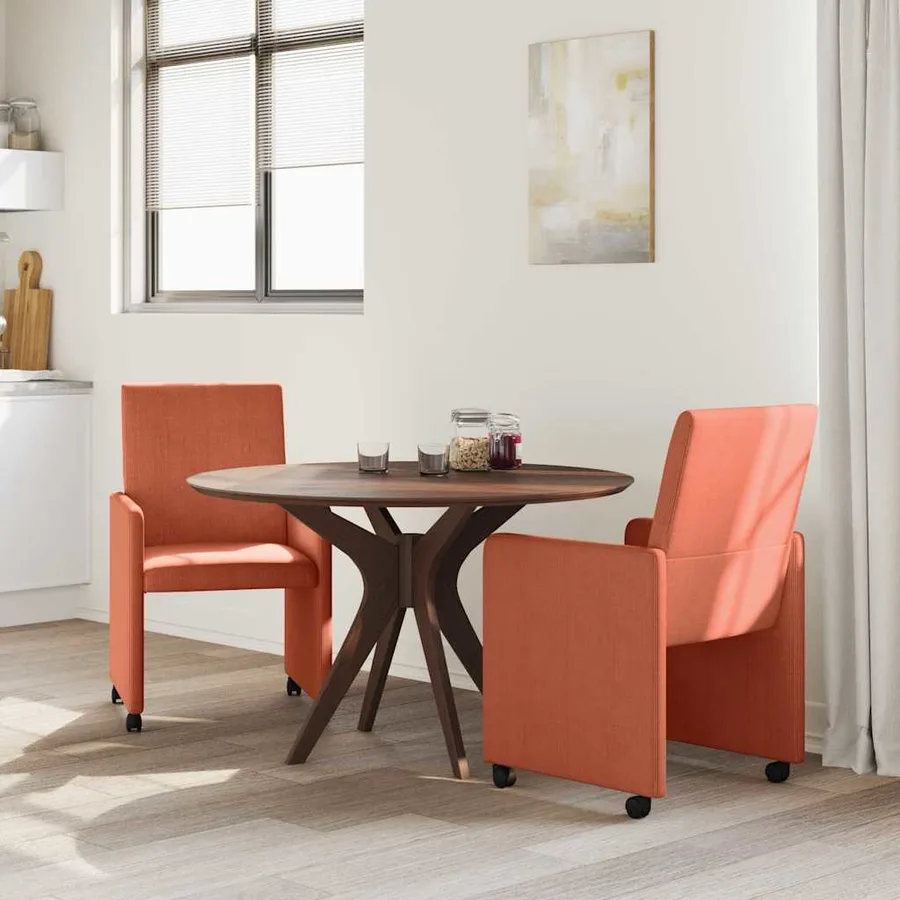 Chaises de Salle à Manger avec Roues 2 pcs Rouge orange - 3