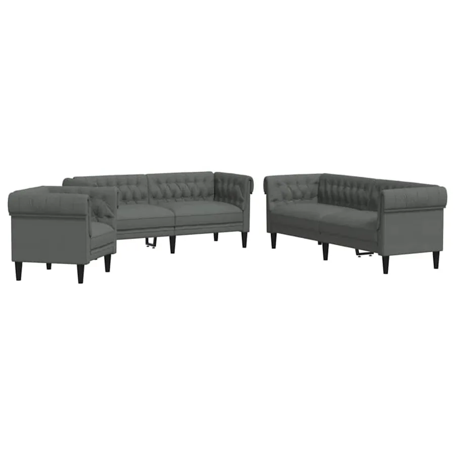 Canapé de salon 3 pcs Gris foncé 201,5 x 74,5 x 74,5 cm tissu - 2