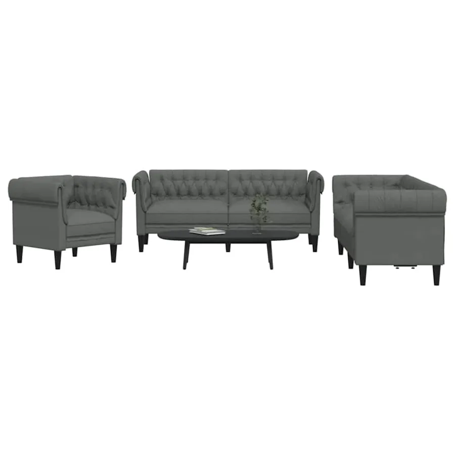 Canapé de salon 3 pcs Gris foncé 201,5 x 74,5 x 74,5 cm tissu - 3