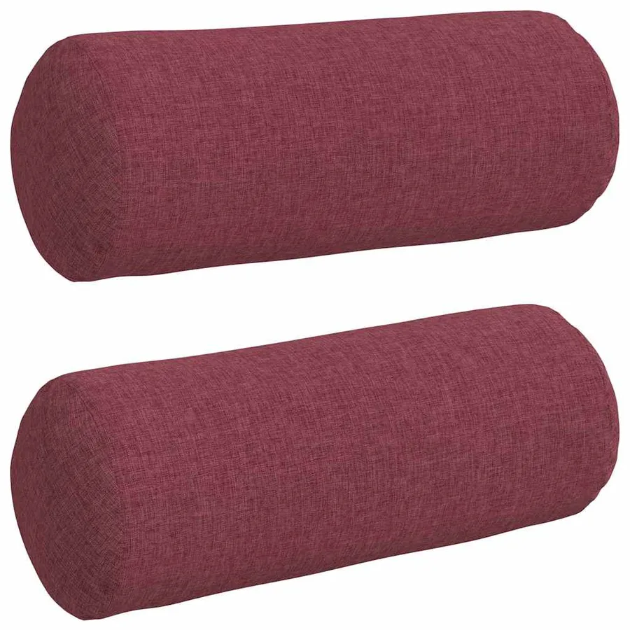 Coussins d'accent 2 pcs Bordeaux Ø 15 x 40 cm tissu - 2