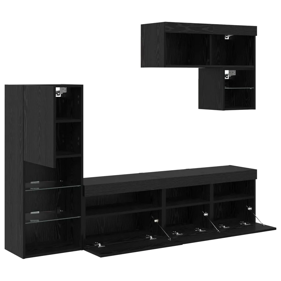 Meubles TV muraux 6 pcs Chêne noir Bois d'ingénierie - 11