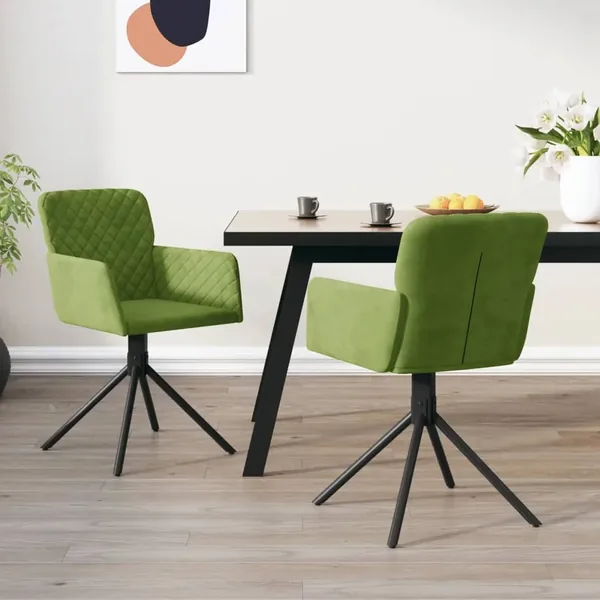 Chaises pivotantes à manger lot de 2 Vert clair Velours