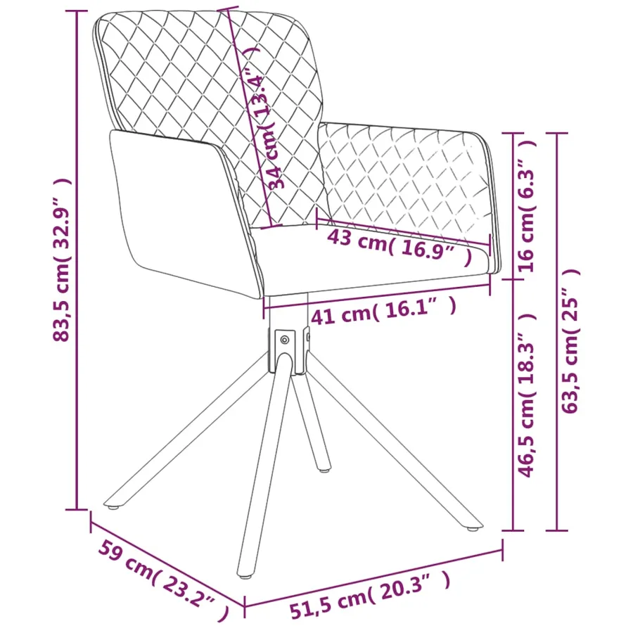 Chaises pivotantes à manger lot de 2 Vert clair Velours - 10