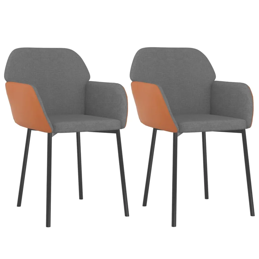 Chaises à manger lot de 2 gris clair tissu et similicuir - 2