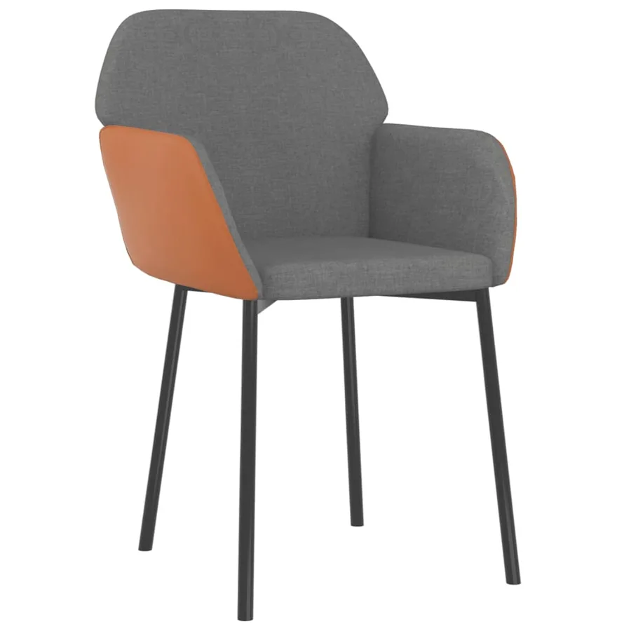 Chaises à manger lot de 2 gris clair tissu et similicuir - 3