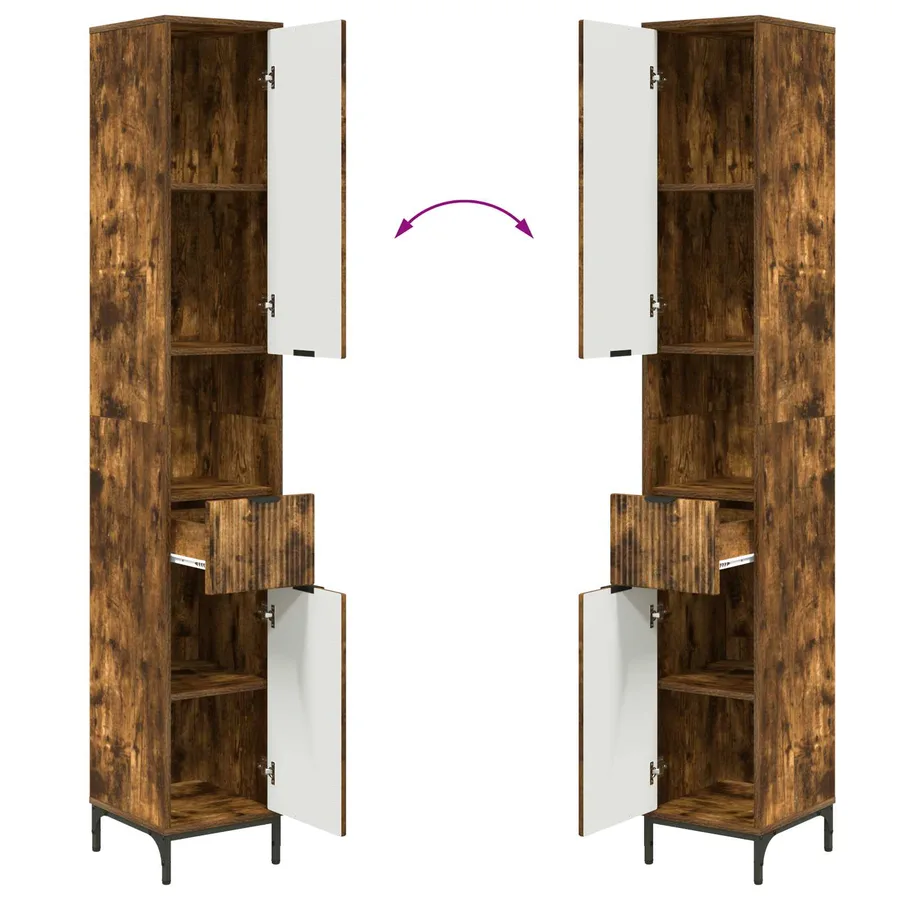 Cabinet de salle de bain Chêne fumé 31,5 x 33 x 190 cm - 12