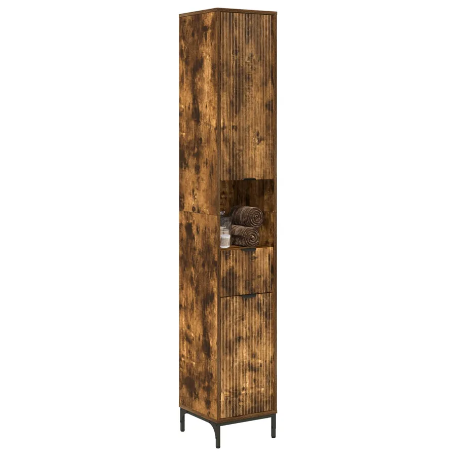 Cabinet de salle de bain Chêne fumé 31,5 x 33 x 190 cm - 3