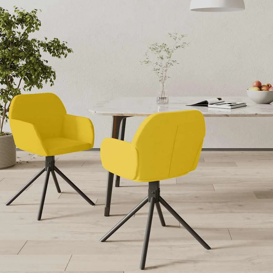Chaises pivotantes à manger lot de 2 Jaune Velours