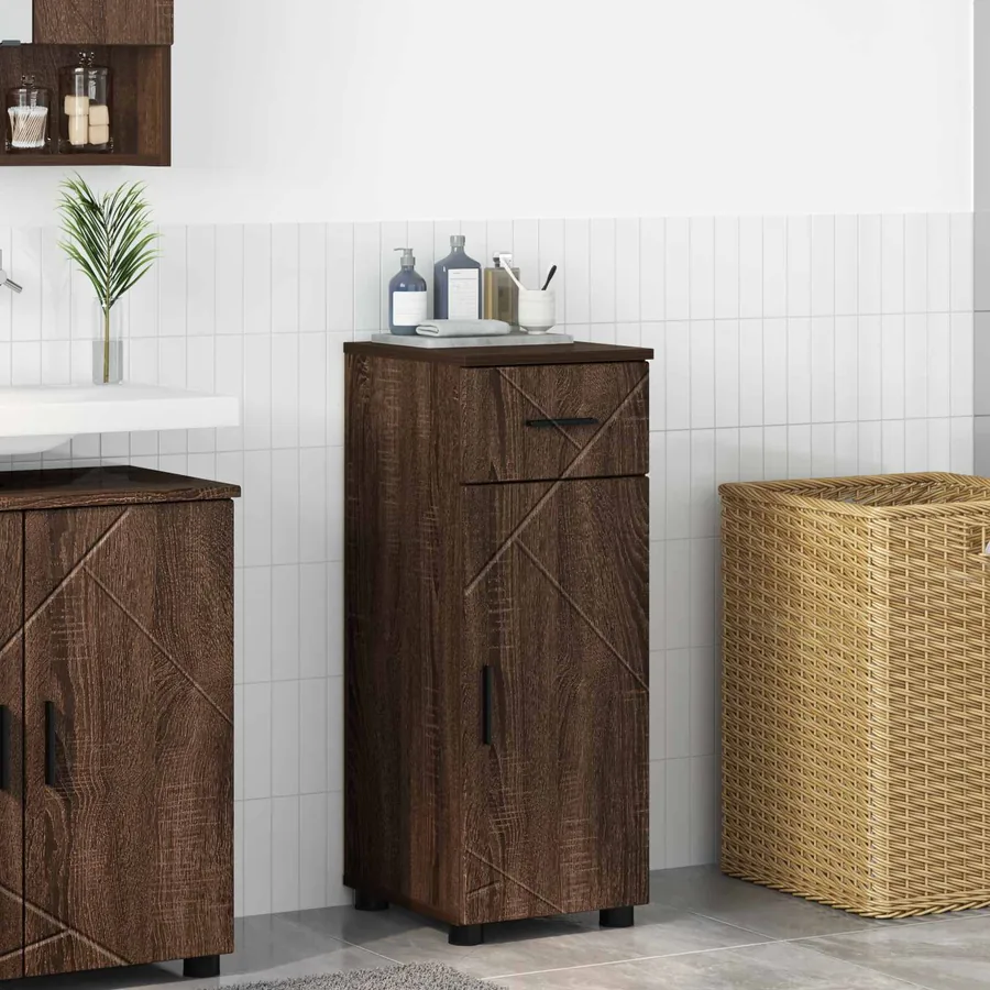 Cabinet de salle de bain avec tiroir Chêne brun 30 x 35 x 80 cm
