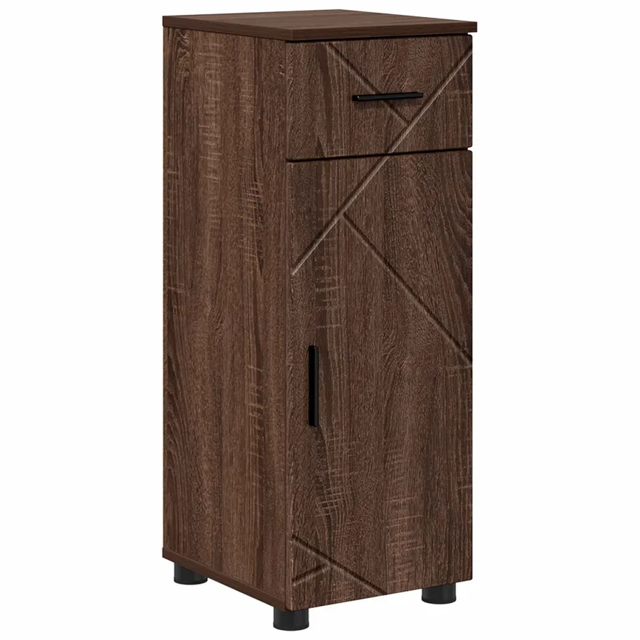 Cabinet de salle de bain avec tiroir Chêne brun 30 x 35 x 80 cm - 2
