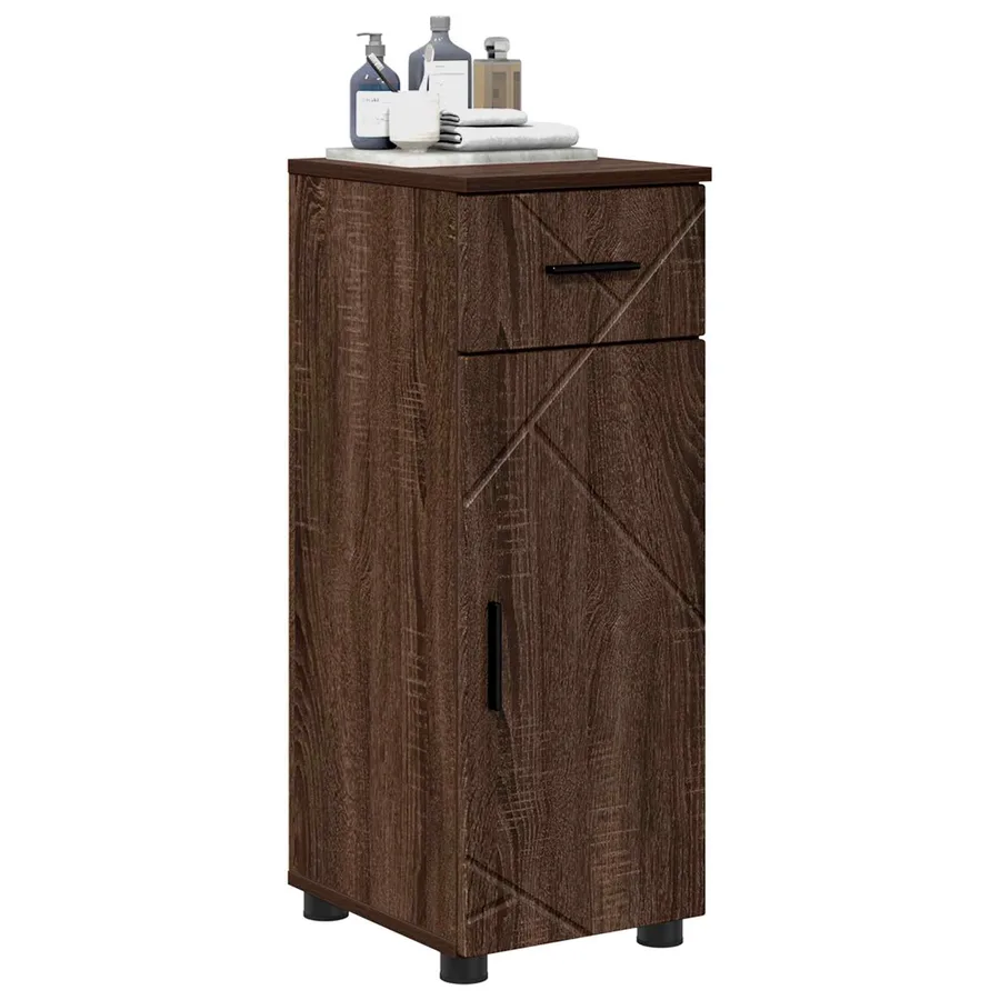 Cabinet de salle de bain avec tiroir Chêne brun 30 x 35 x 80 cm - 3