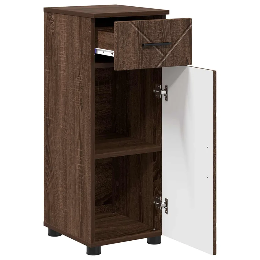 Cabinet de salle de bain avec tiroir Chêne brun 30 x 35 x 80 cm - 5