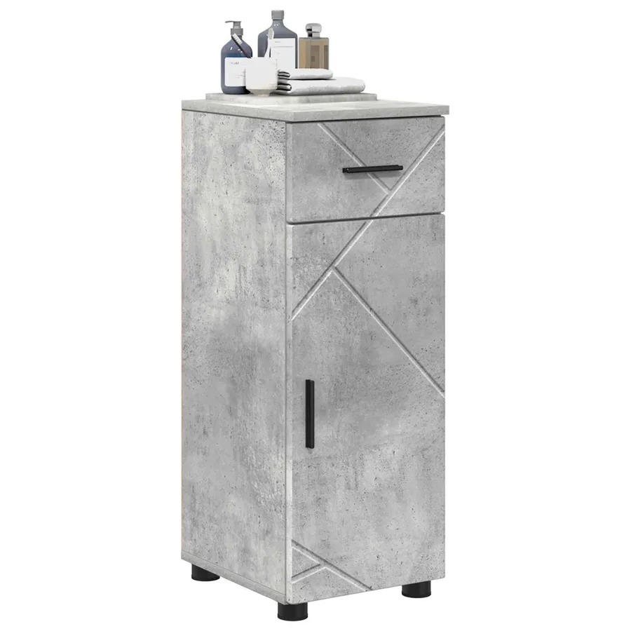 Cabinet de salle de bain avec tiroir Gris béton 30 x 35 x 80 cm - 3