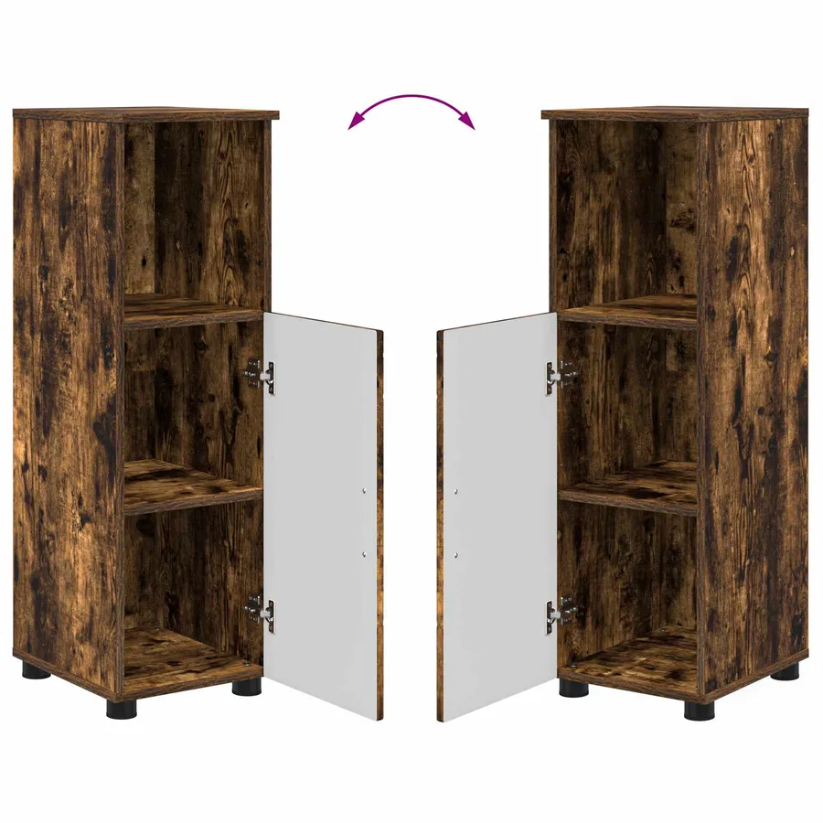 Cabinet de salle de bain avec porte Chêne fumé 30 x 35 x 95 cm - 12