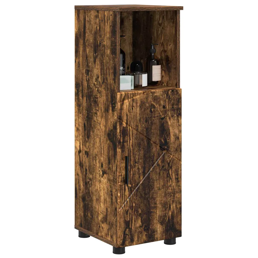 Cabinet de salle de bain avec porte Chêne fumé 30 x 35 x 95 cm - 3