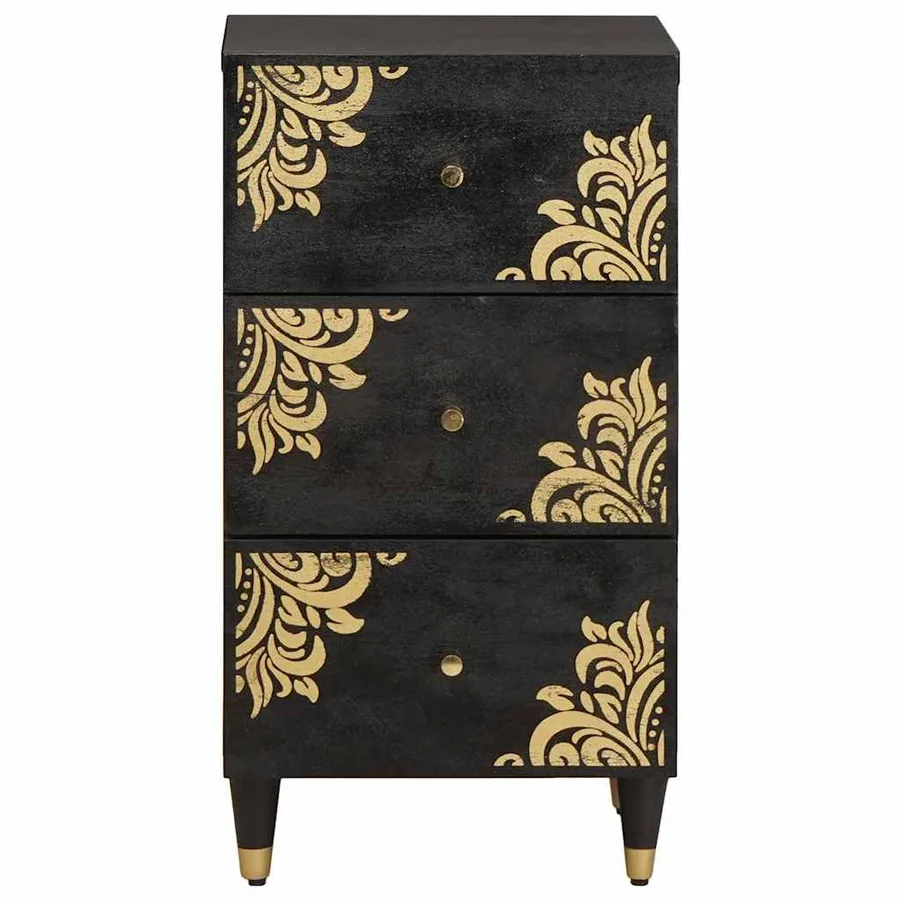 Buffet avec tiroir Noir 40 x 33 x 75 cm Bois de mangue massif - 3
