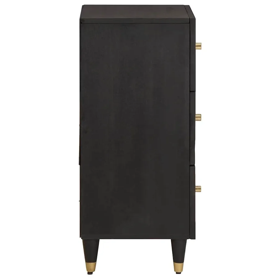 Buffet avec tiroir Noir 40 x 33 x 75 cm Bois de mangue massif - 4