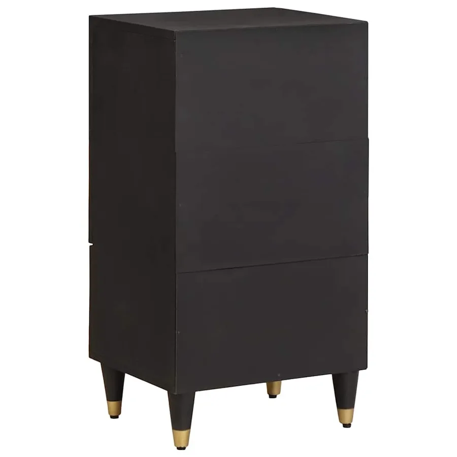 Buffet avec tiroir Noir 40 x 33 x 75 cm Bois de mangue massif - 5
