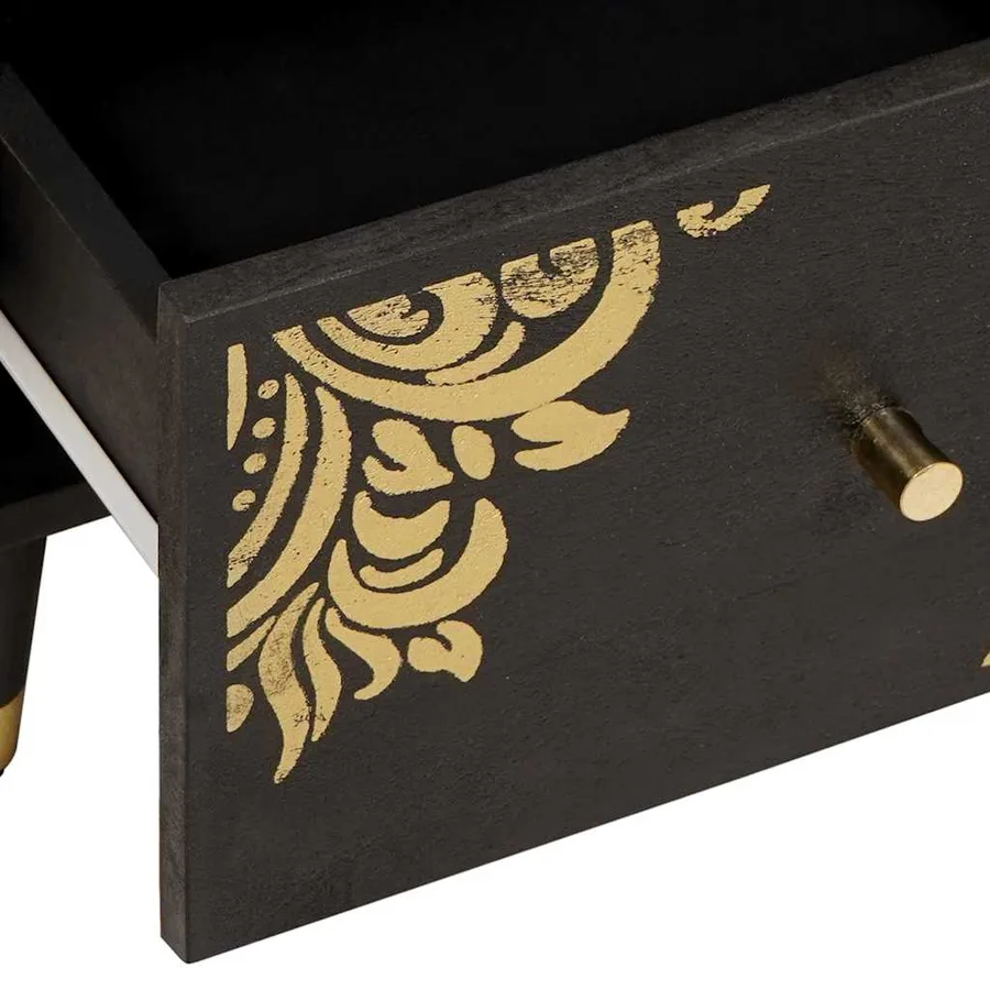 Buffet avec tiroir Noir 40 x 33 x 75 cm Bois de mangue massif - 7