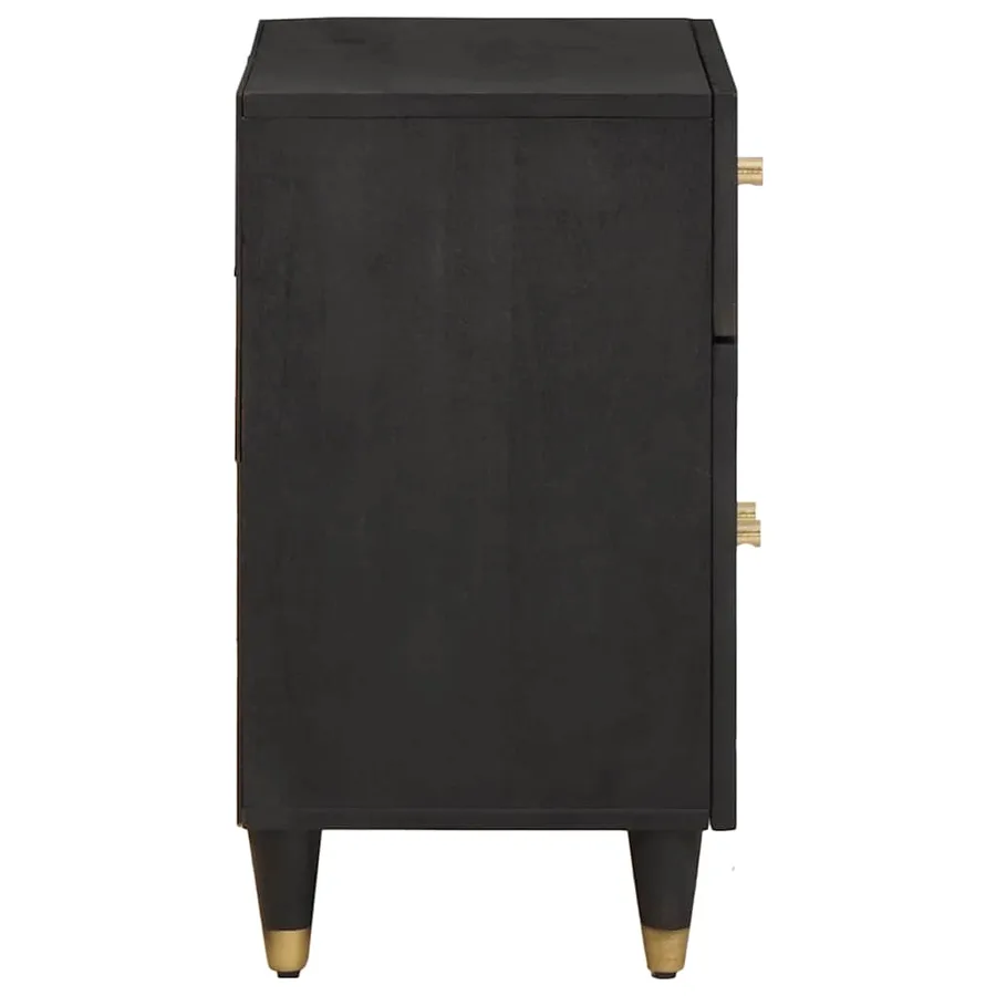 Cabinet de chevet avec porte avec tiroir Noir 50 x 33 x 60 cm - 4