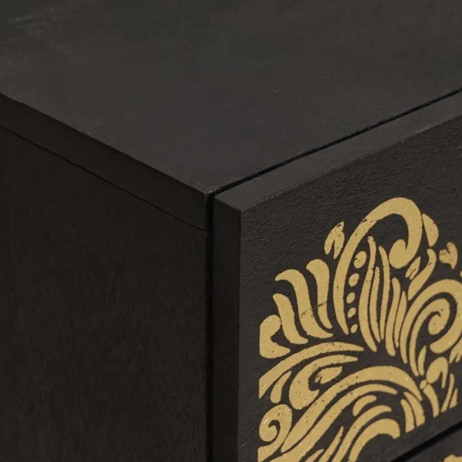 Cabinet de chevet avec porte avec tiroir Noir 50 x 33 x 60 cm - 6