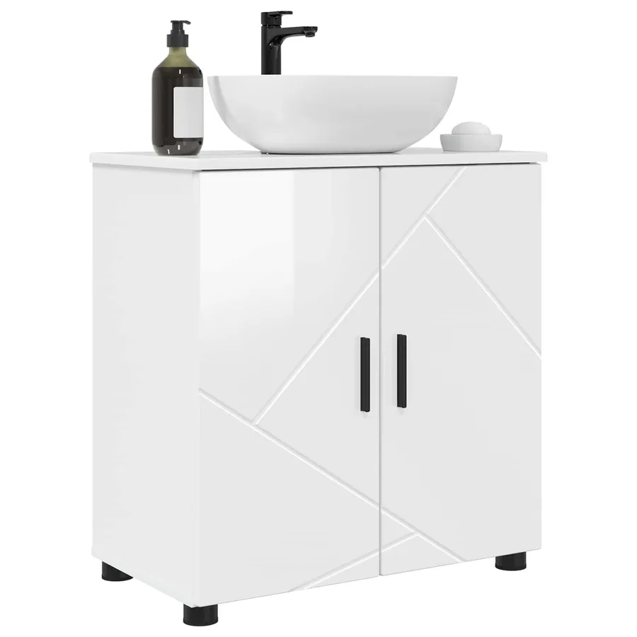 Cabinet de salle de bain Blanc brillant 61 x 35 x 64 cm - 3