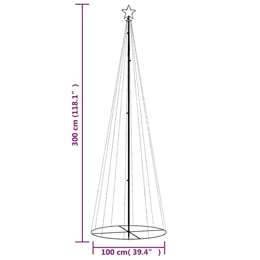 Arbre de Noël cône 310 LED Blanc froid 100x300 cm - 10