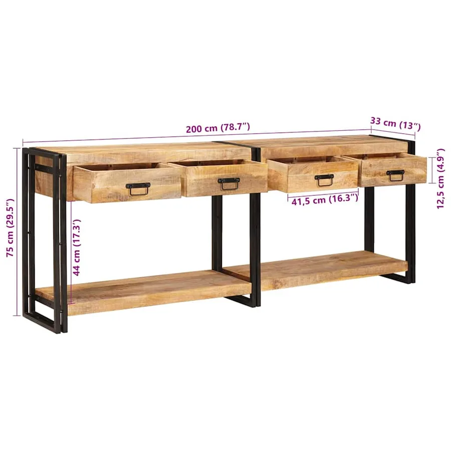 Tables console avec tiroir 2 pcs Marron Bois de mangue massif - 12
