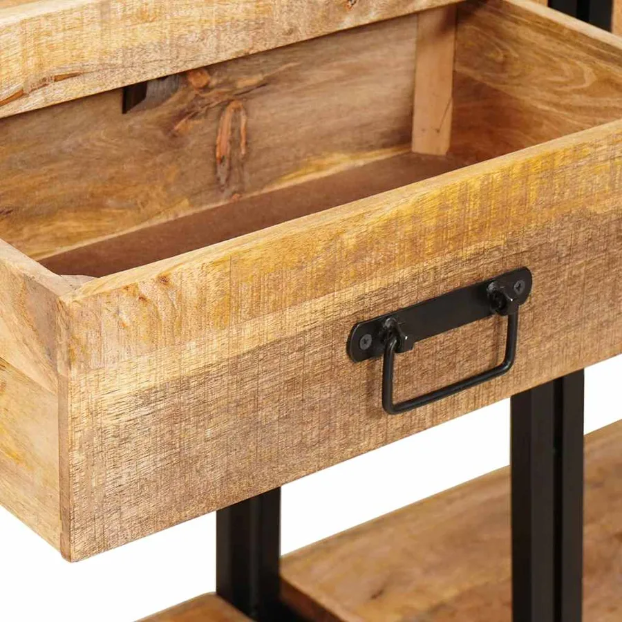 Tables console avec tiroir 2 pcs Marron Bois de mangue massif - 7