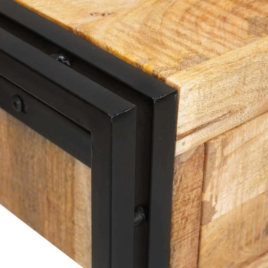 Tables console avec tiroir 2 pcs Marron Bois de mangue massif - 8