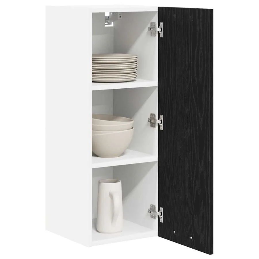Armoire suspendue 2 pcs Chêne noir et Blanc 30 x 31 x 80 cm - 3