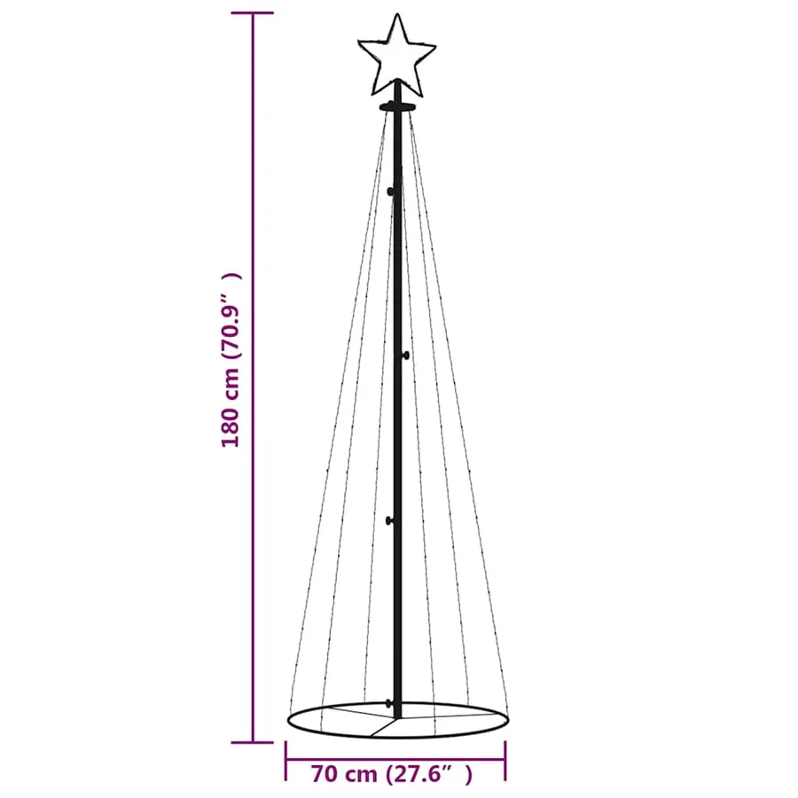 Arbre de Noël cône 108 LED Blanc froid 70x180 cm - 10
