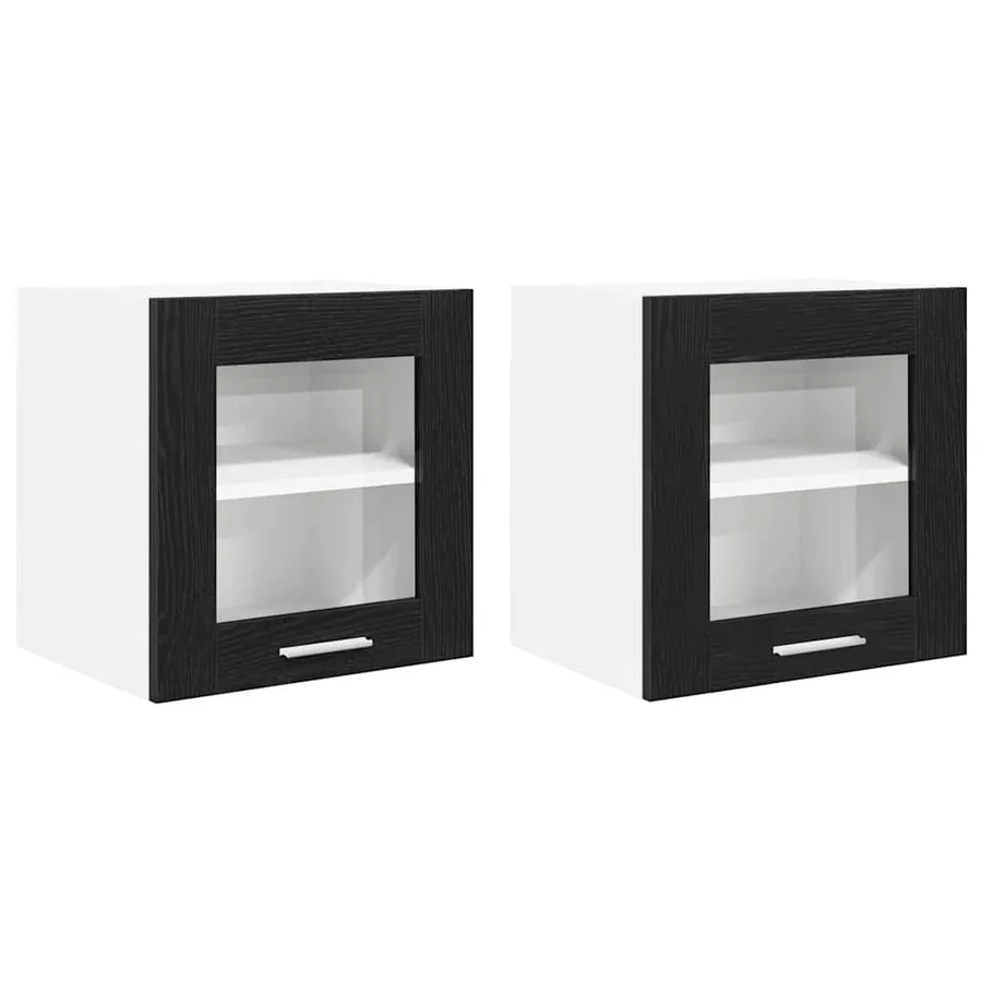 Armoire suspendue avec porte 2 pcs Chêne noir 40 x 31 x 40 cm - 2