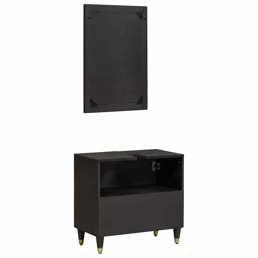 Ensemble de Meubles de Salle de Bain Montage mural 2 pcs Noir - 6