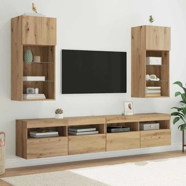 Meubles TV muraux 2 pcs Chêne artisanal Bois d'ingénierie
