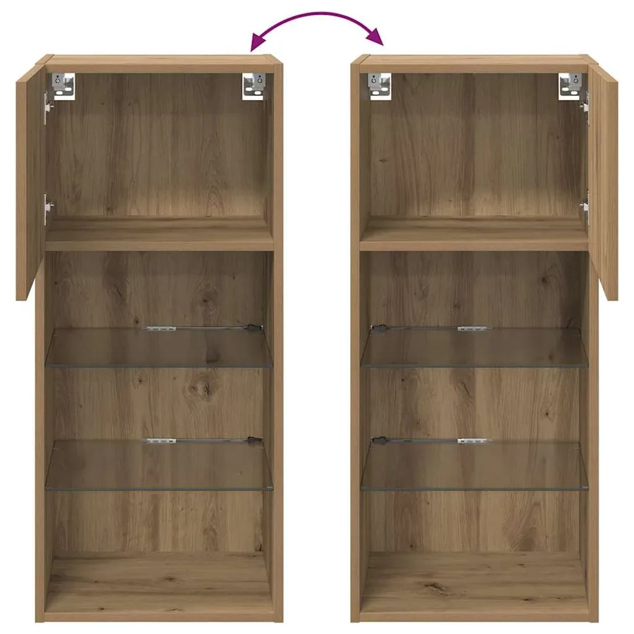 Meubles TV muraux 2 pcs Chêne artisanal Bois d'ingénierie - 14