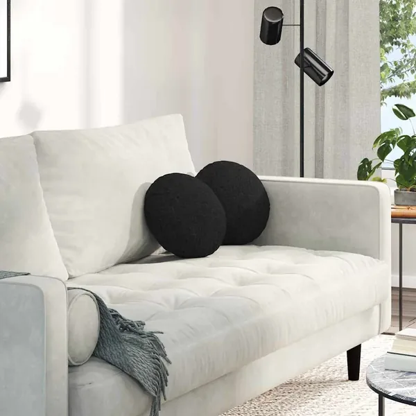 Coussins de siège 2 pcs Noir Ø30 x 13 cm tissu