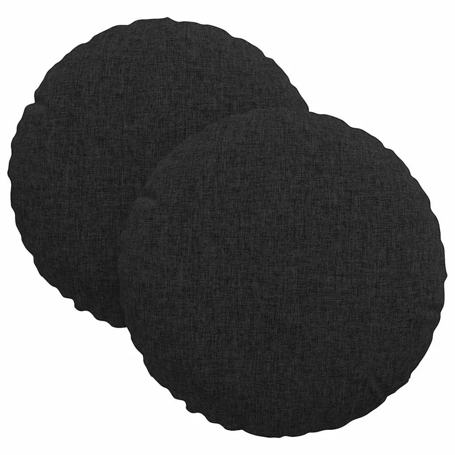 Coussins de siège 2 pcs Noir Ø30 x 13 cm tissu - 2