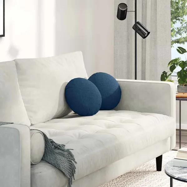 Coussins de siège 2 pcs Bleu Ø30 x 13 cm tissu