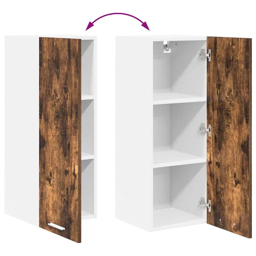 Armoire suspendue avec stockage Riga 2 pcs Chêne fumé et Blanc - 12