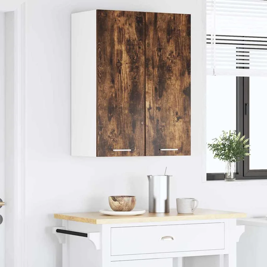 Armoire suspendue avec stockage Riga 2 pcs Chêne fumé et Blanc - 4
