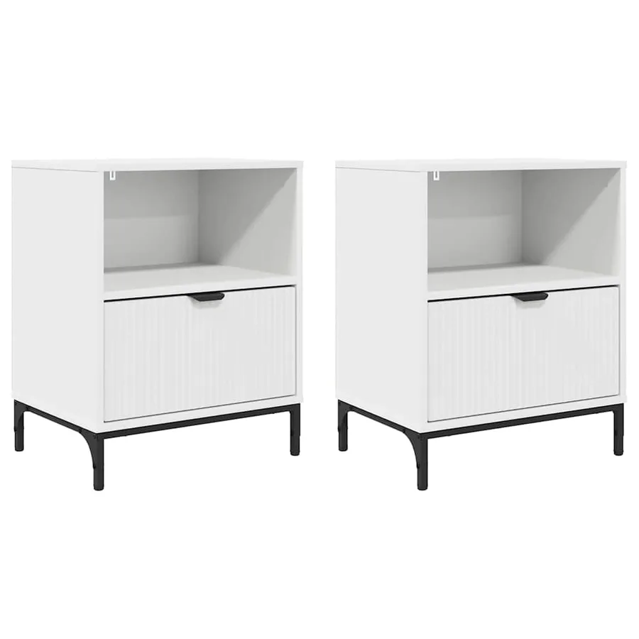 Cabinet de chevet 2 pcs Blanc 49 x 36 x 61 cm Bois d'ingénierie - 2