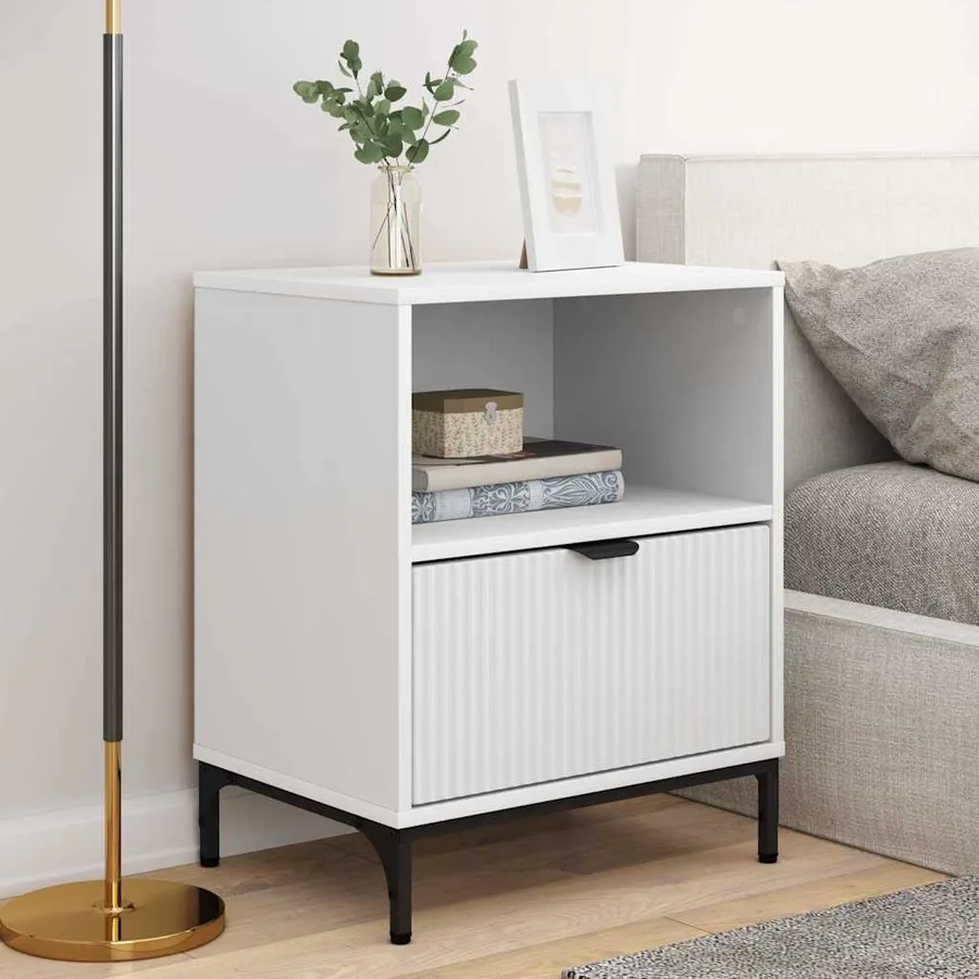 Cabinet de chevet 2 pcs Blanc 49 x 36 x 61 cm Bois d'ingénierie - 4